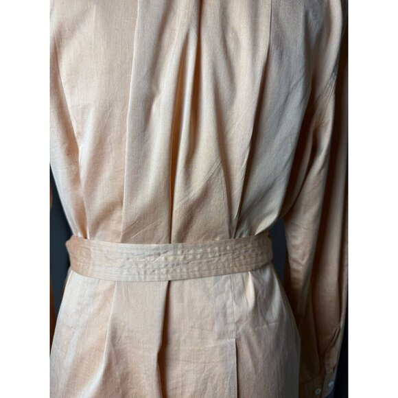Pell & Co Long Sleeve Shirt Dress Peach Orange Button Up Midi Dress Size 14 - Picture 7 of 16
